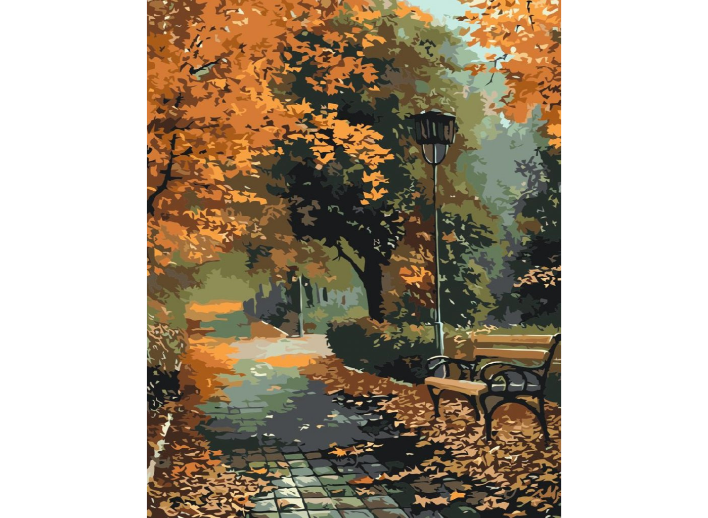 MALUJEŠ Malování podle čísel - PARK V LISTOPADU Rozměr: 30 x 40 cm, Rámování: bez rámu a bez vypnutí plátna