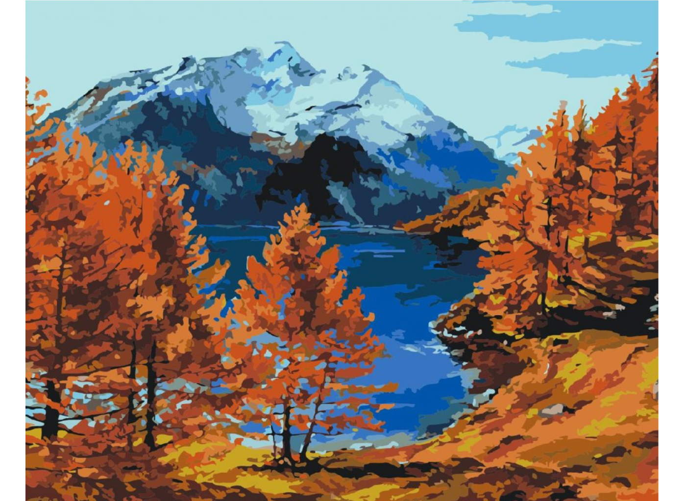 MALUJEŠ Malování podle čísel - JEZERO POD HOROU Rozměr: 30 x 40 cm, Rámování: vypnuté plátno na rám