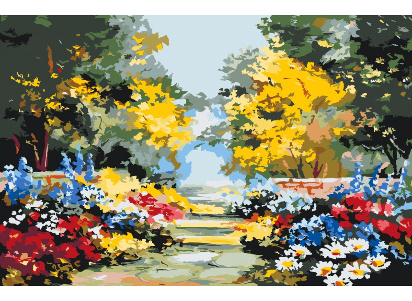 MALUJEŠ Malování podle čísel - LETNÍ ZAHRADA Rozměr: 40x60 cm, Rámování: vypnuté plátno na rám