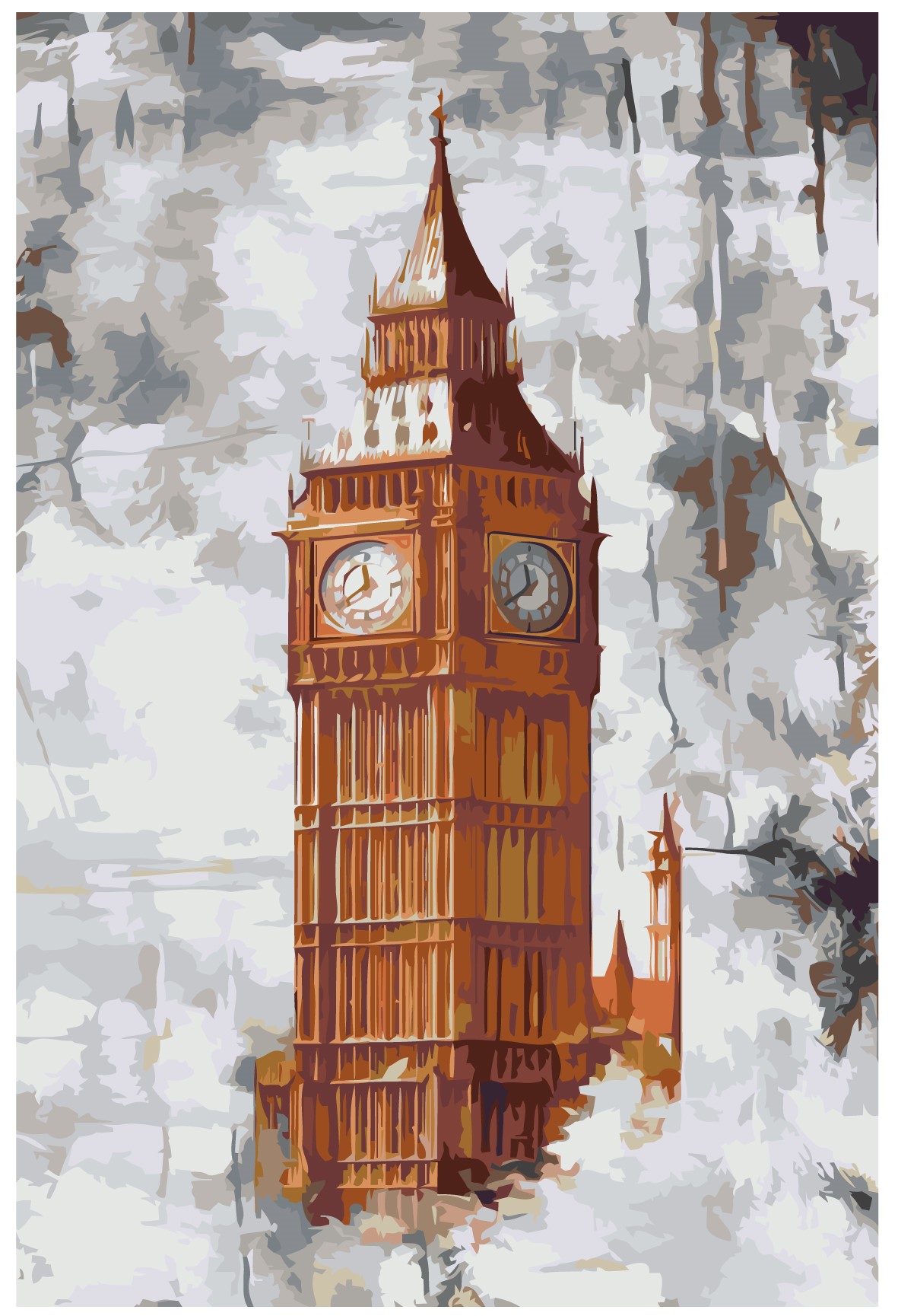 MALUJEŠ Malování podle čísel - BIG BEN V MLZE Rozměr: 60x80 cm, Rámování: bez rámu a bez vypnutí plátna