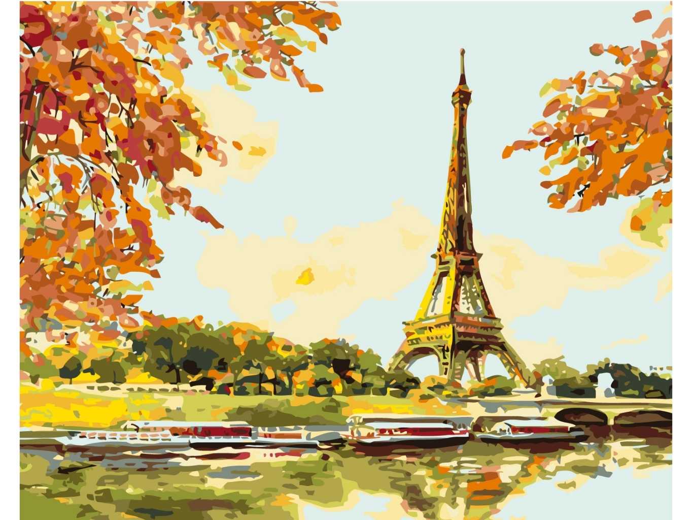 MALUJEŠ Malování podle čísel - EIFFELOVKA NA PODZIM Rozměr: 80x100 cm, Rámování: bez rámu a bez vypnutí plátna