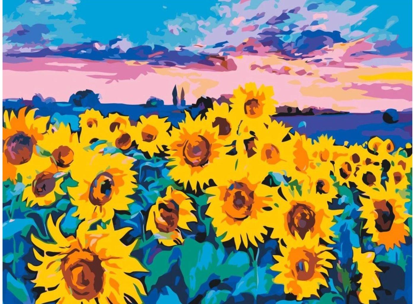 MALUJEŠ Malování podle čísel - SLUNEČNICE VE VĚTRU Rozměr: 30 x 40 cm, Rámování: bez rámu a bez vypnutí plátna