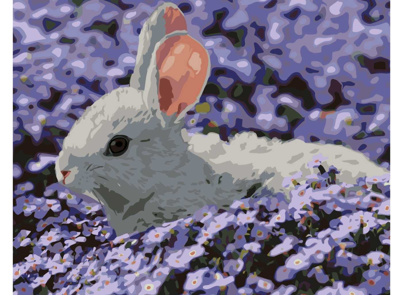 MALUJEŠ Malování podle čísel - OBRAZY OD ELISE - KRÁLÍČEK V KVĚTINÁCH Rozměr: 80x100 cm, Rámování: bez rámu a bez vypnutí plátna
