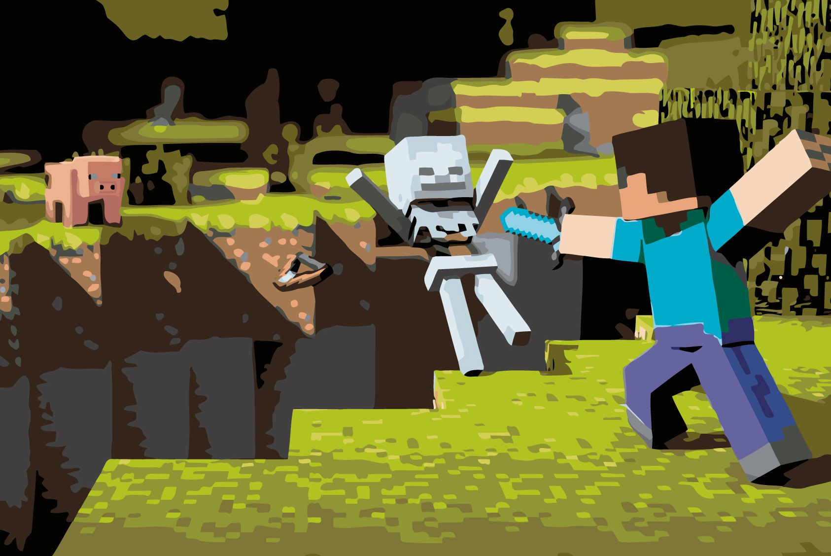 MALUJEŠ Malování podle čísel - MINECRAFT III Rozměr: 60x80 cm, Rámování: bez rámu a bez vypnutí plátna