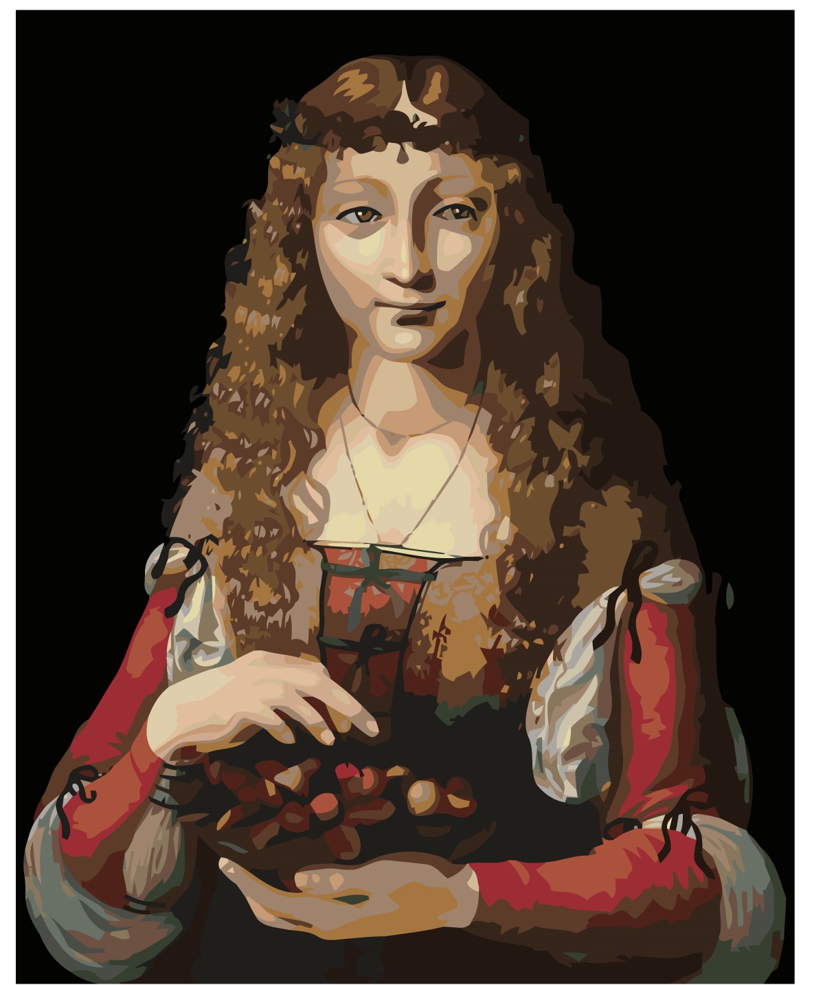 MALUJEŠ Malování podle čísel - DÍVKA S TŘEŠNĚMI (G.A. de PREDIS) Rozměr: 40x50 cm, Rámování: vypnuté plátno na rám