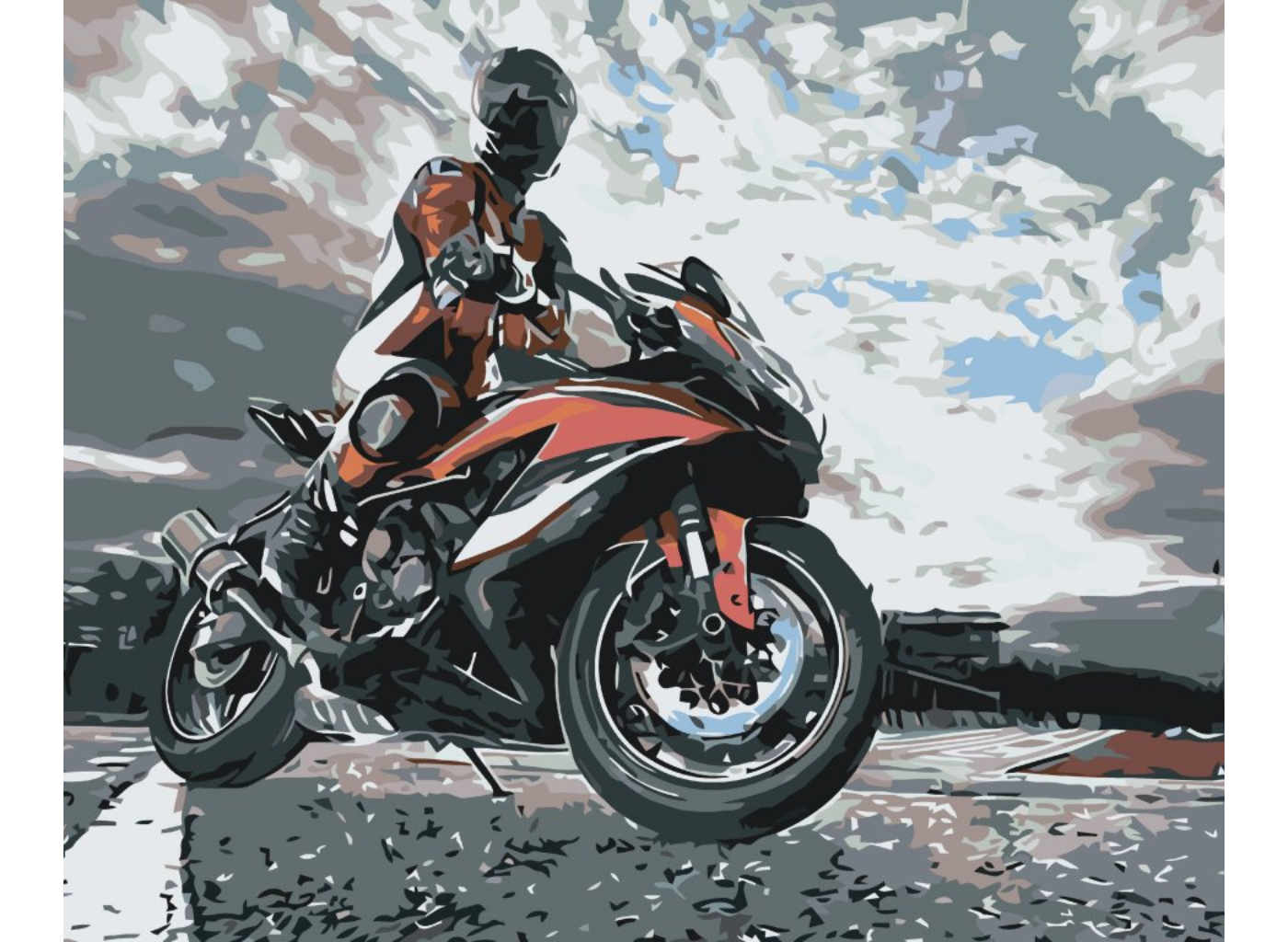 MALUJEŠ Malování podle čísel - NA MOTORCE Rozměr: 80x100 cm, Rámování: vypnuté plátno na rám