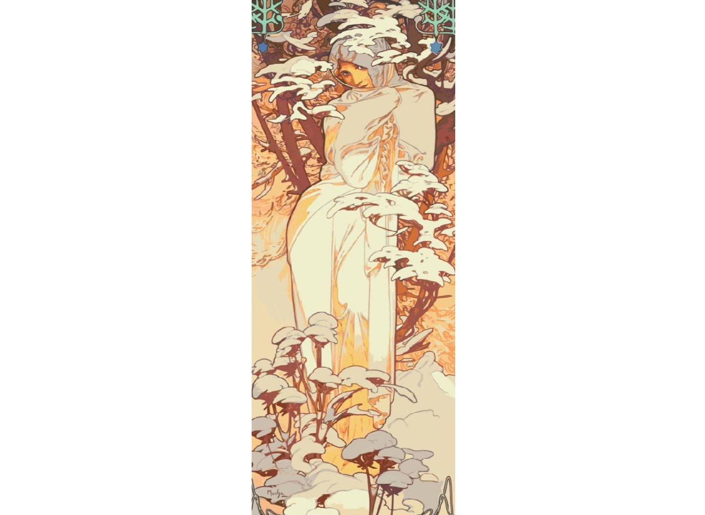 MALUJEŠ Malování podle čísel - A. MUCHA - ZIMA Rozměr: 40x100 cm, Rámování: bez rámu a bez vypnutí plátna