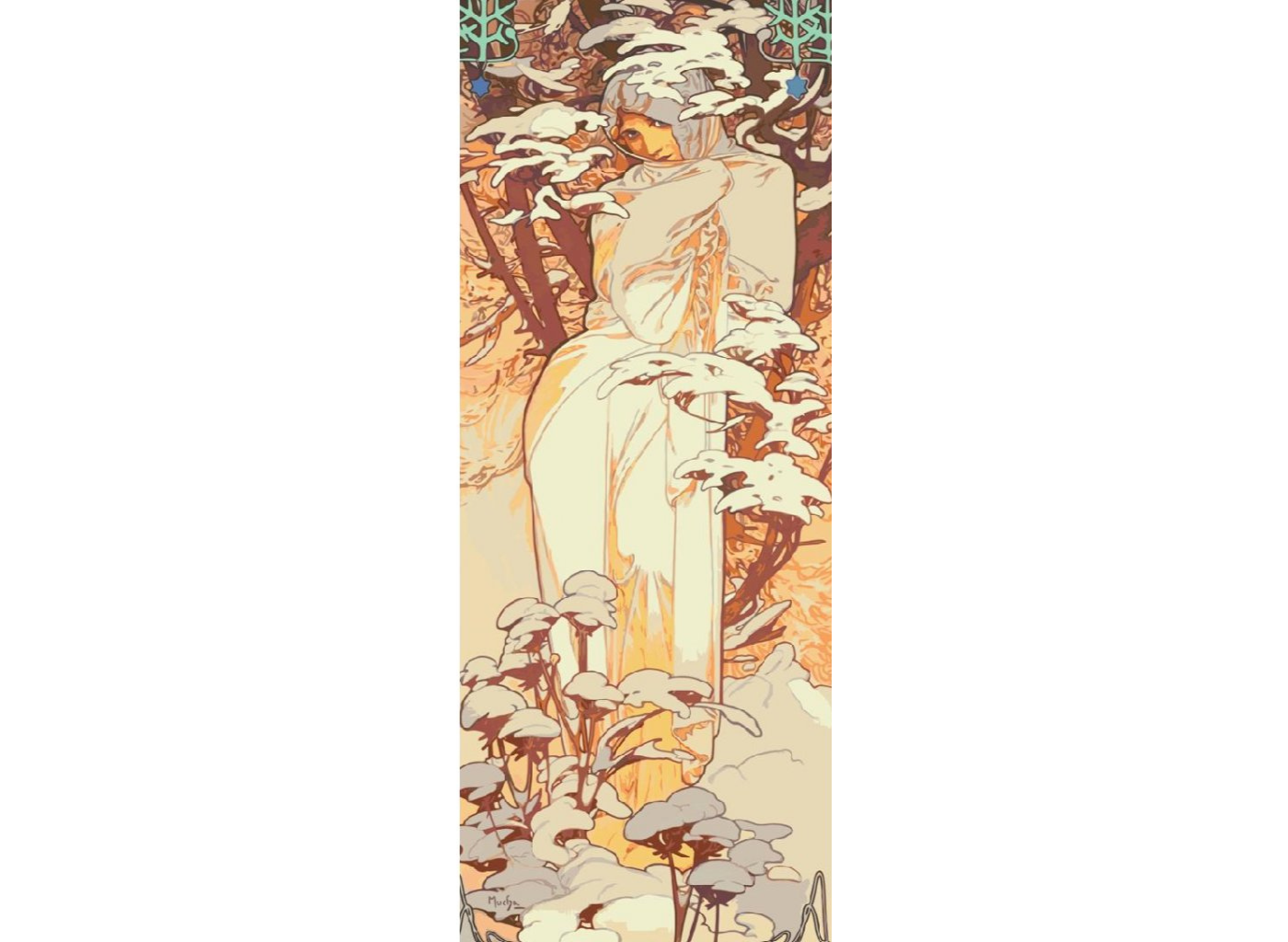 MALUJEŠ Malování podle čísel - A. MUCHA - ZIMA Rozměr: 40x100 cm, Rámování: vypnuté plátno na rám