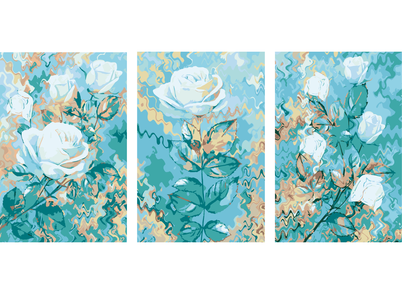 MALUJEŠ Malování podle čísel - SET MODRÉ RŮŽE Rozměr: 60x80 cm, Rámování: vypnuté plátno na rám