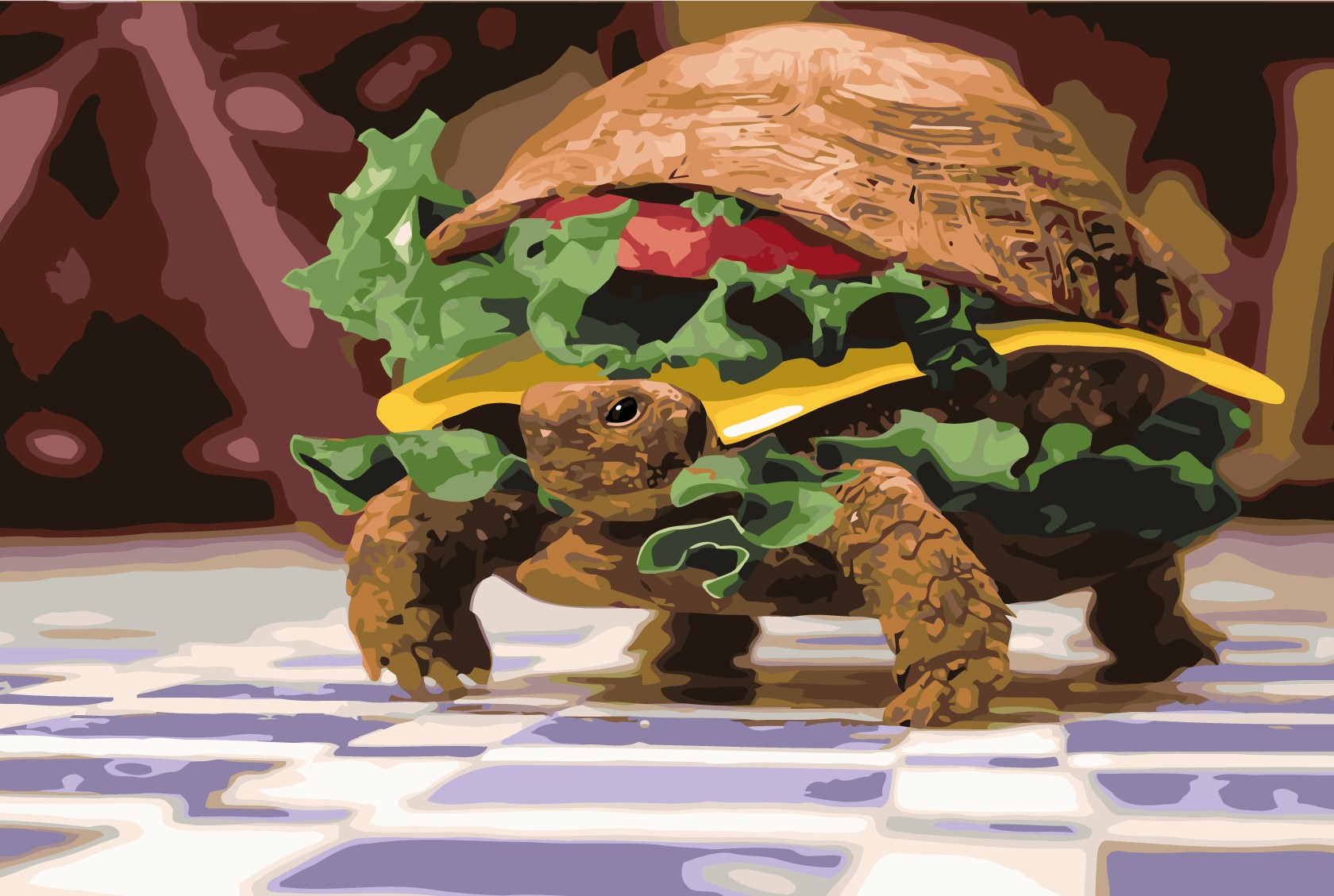 MALUJEŠ Malování podle čísel - BURGER ŽELVA Rozměr: 40x60 cm, Rámování: bez rámu a bez vypnutí plátna