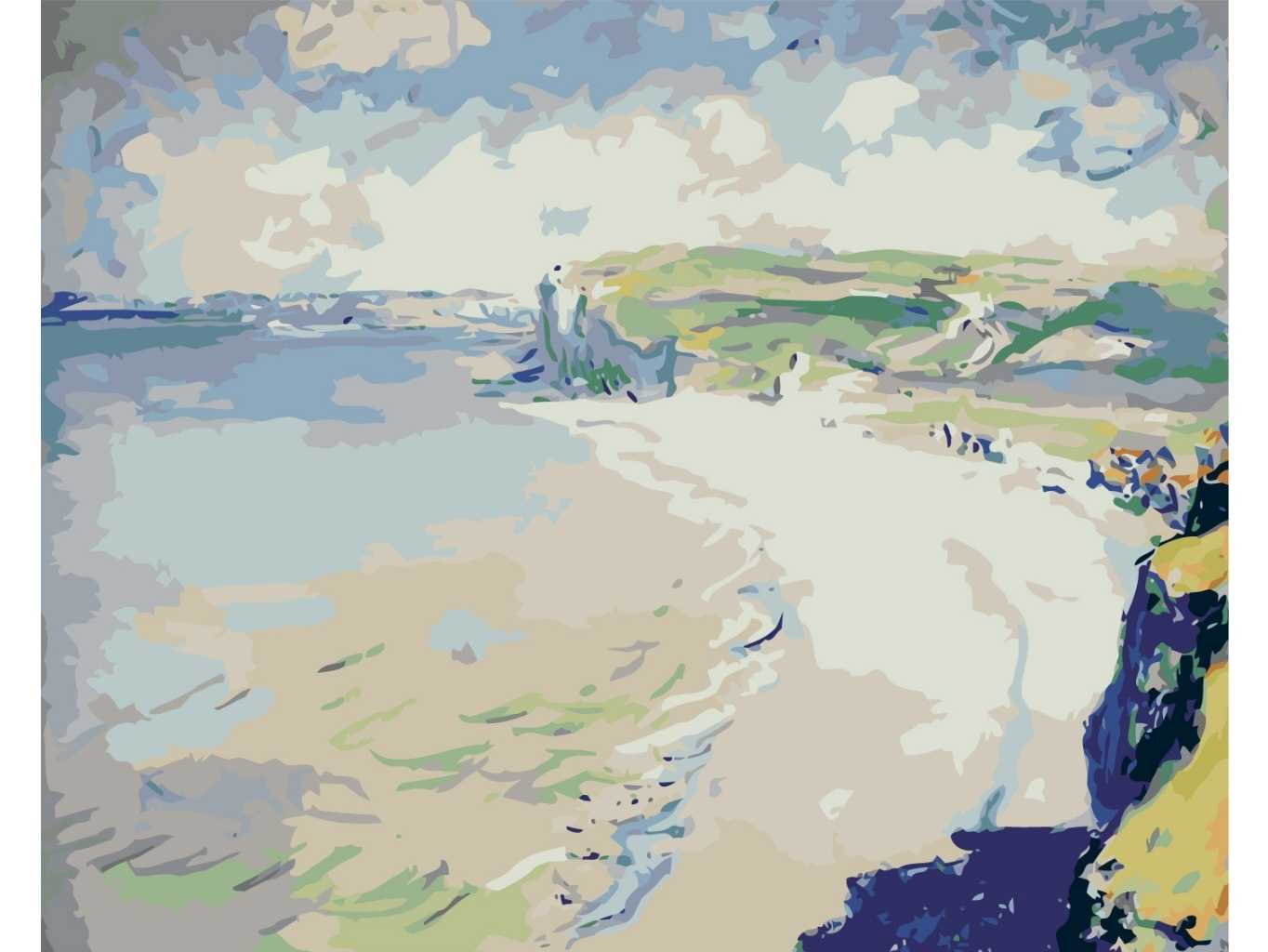 MALUJEŠ Malování podle čísel - CLAUDE MONET - PLÁŽ V PROUVILLE Rozměr: 80x100 cm, Rámování: bez rámu a bez vypnutí plátna
