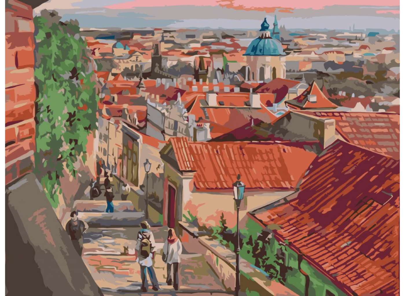 MALUJEŠ Malování podle čísel - OBRAZY OD JANY - STARÉ ZÁMECKÉ SCHODY Rozměr: 80x100 cm, Rámování: vypnuté plátno na rám
