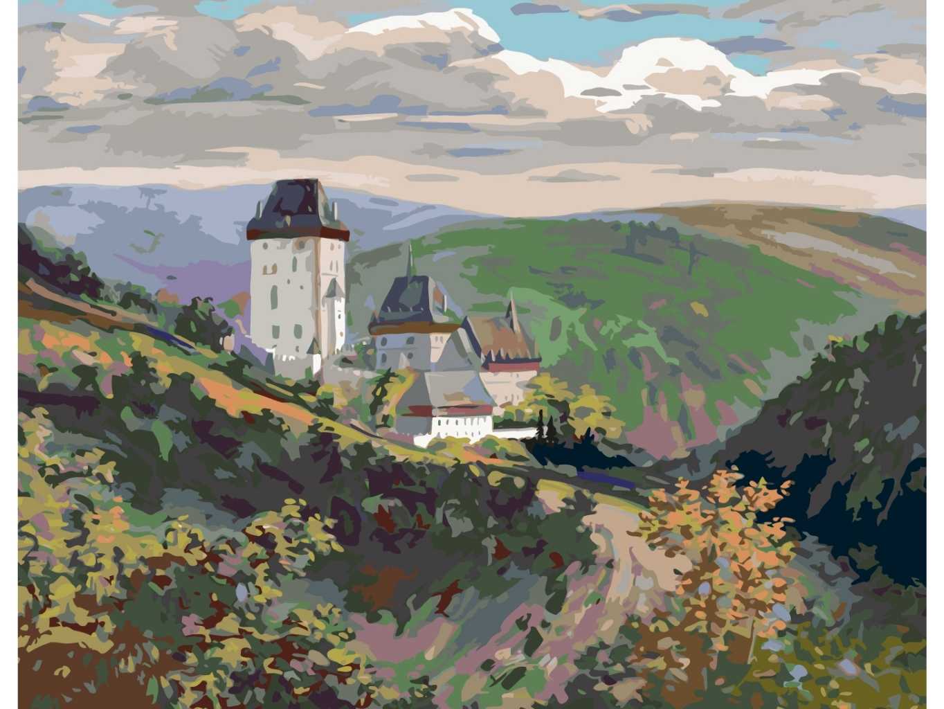 MALUJEŠ Malování podle čísel - OBRAZY OD JANY - KARLŠTEJN Rozměr: 60x80 cm, Rámování: bez rámu a bez vypnutí plátna