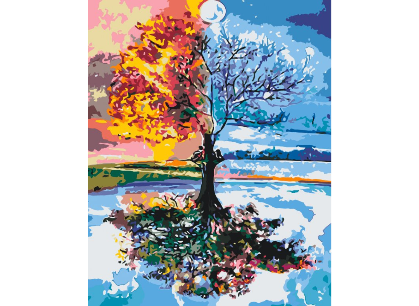 MALUJEŠ Malování podle čísel - ČTVERO ROČNÍCH OBDOBÍ Rozměr: 30x40 cm, Rámování: bez rámu a bez vypnutí plátna