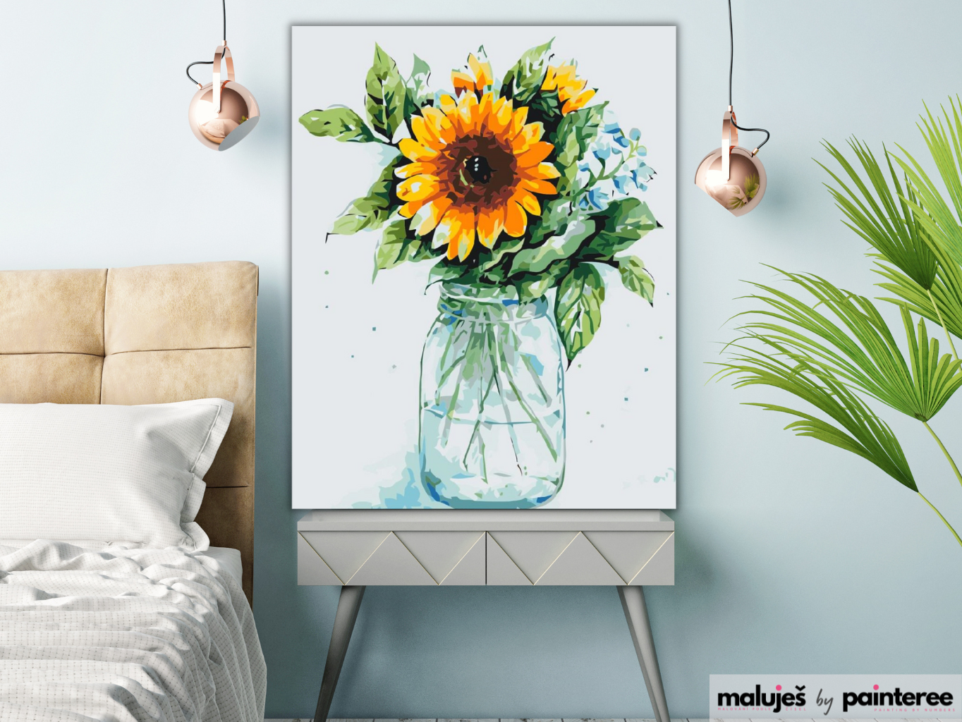 MALUJEŠ Malování podle čísel - SLUNEČNICE V ZAVAŘOVAČCE Rozměr: 80x100 cm, Rámování: vypnuté plátno na rám