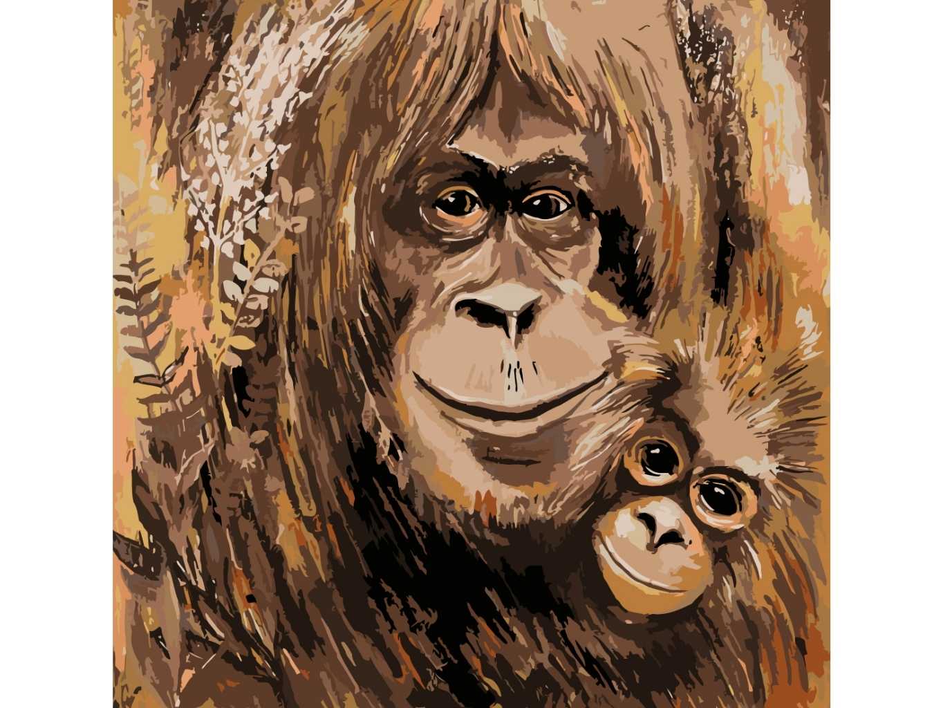 MALUJEŠ Malování podle čísel - OBRAZY OD LENKY - ORANGUTANI Rozměr: 80x80 cm, Rámování: vypnuté plátno na rám
