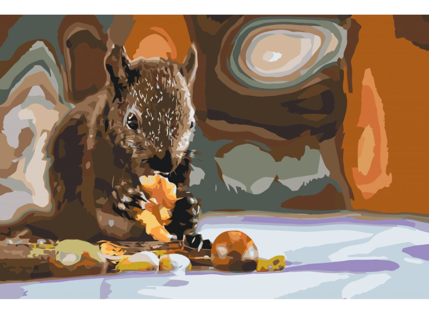 MALUJEŠ Malování podle čísel - VEVERKA S OŘÍŠKY Rozměr: 60x80 cm, Rámování: vypnuté plátno na rám