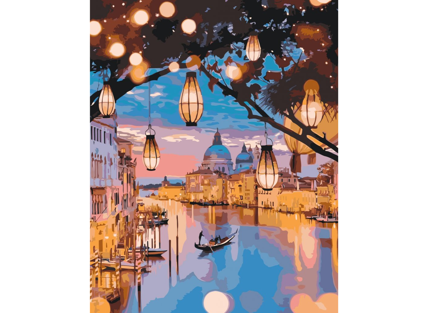 MALUJEŠ Malování podle čísel - LAMPIONOVÁ NOC V BENÁTKÁCH Rozměr: 80 x 100 cm, Rámování: bez rámu a bez vypnutí plátna