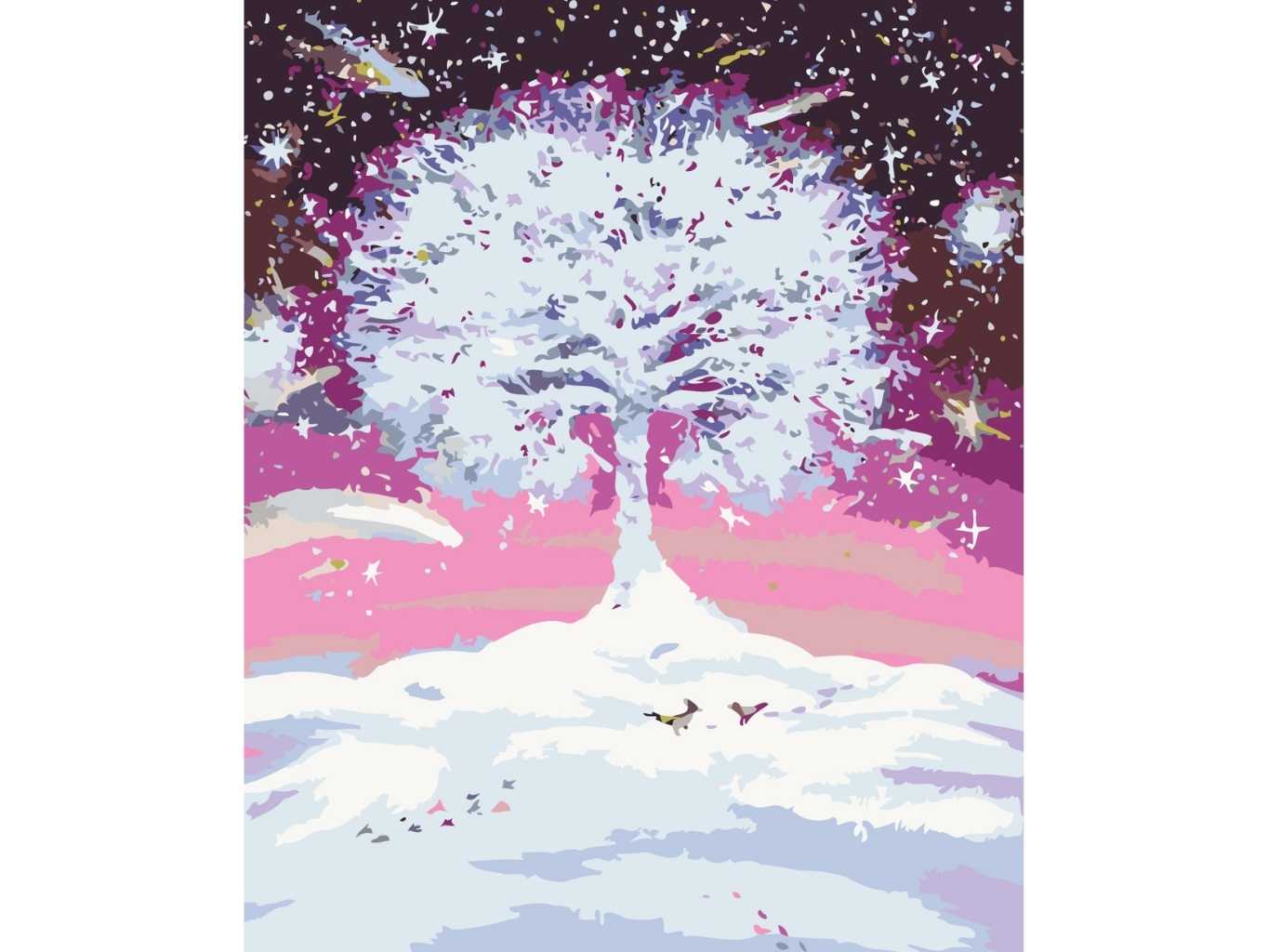 MALUJEŠ Malování podle čísel - STROM V ZIMĚ by LOUISE ART Rozměr: 80x100 cm, Rámování: bez rámu a bez vypnutí plátna