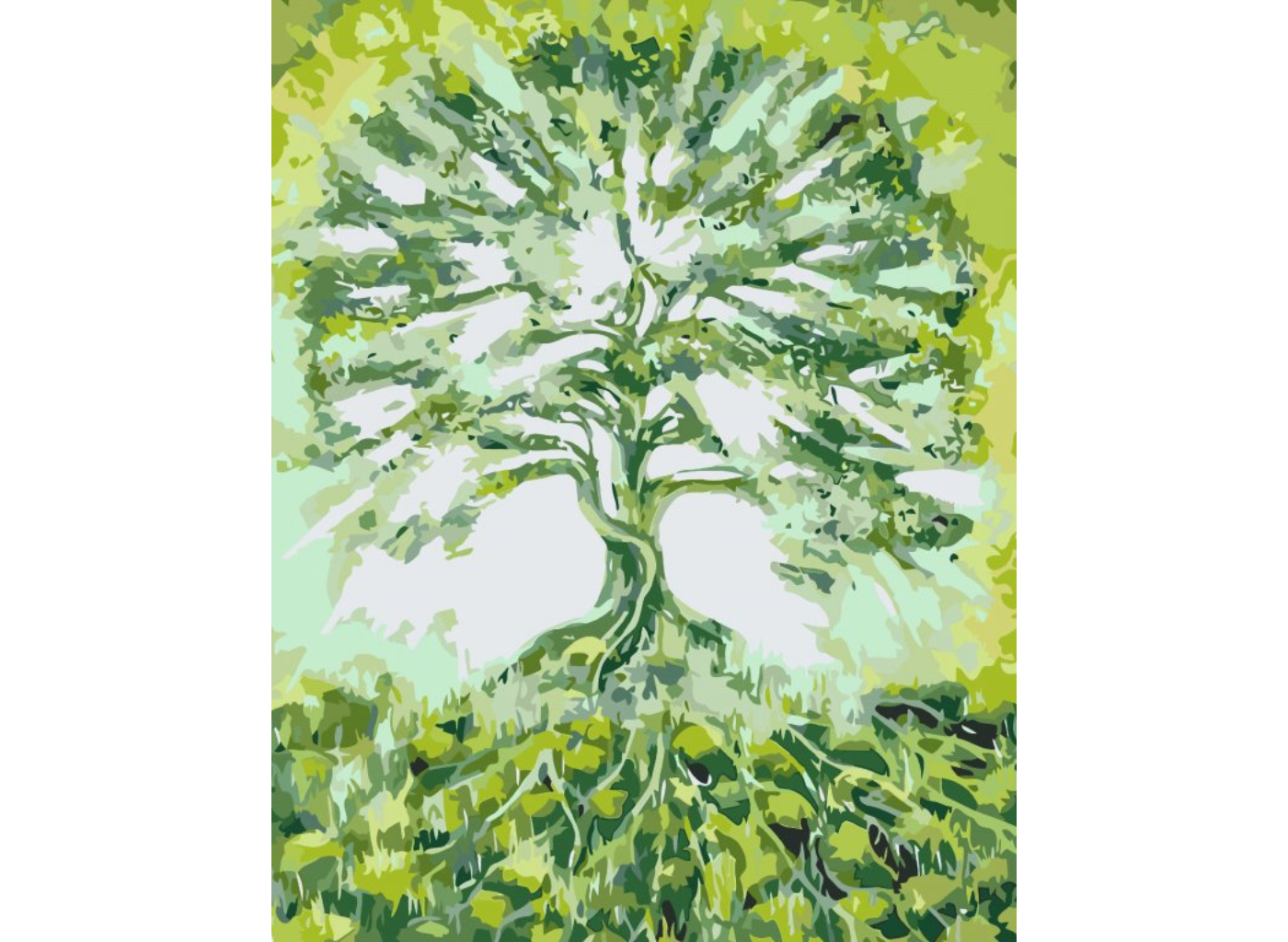 MALUJEŠ Malování podle čísel - ZELENÝ STROM by LOUISE ART Rozměr: 30x40 cm, Rámování: bez rámu a bez vypnutí plátna