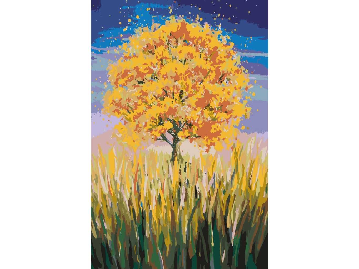 MALUJEŠ Malování podle čísel - PODZIMNÍ STROM by LOUISE ART Rozměr: 40x60 cm, Rámování: bez rámu a bez vypnutí plátna