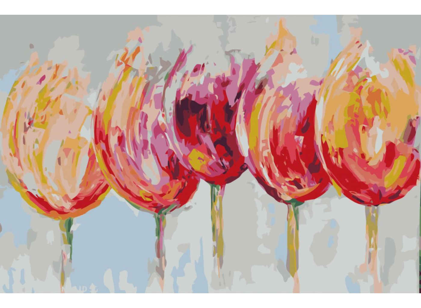 MALUJEŠ Malování podle čísel - OBRAZY OD IRENY - TULIPÁNY V MLZE Rozměr: 40x60 cm, Rámování: bez rámu a bez vypnutí plátna