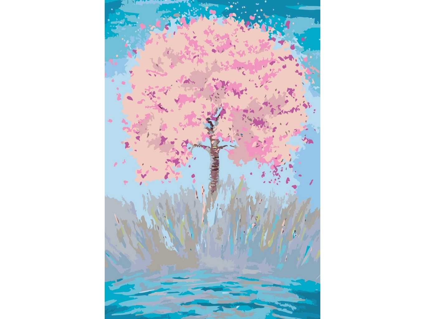 MALUJEŠ Malování podle čísel - MÁJOVÝ STROM by LOUISE ART Rozměr: 40x60 cm, Rámování: bez rámu a bez vypnutí plátna