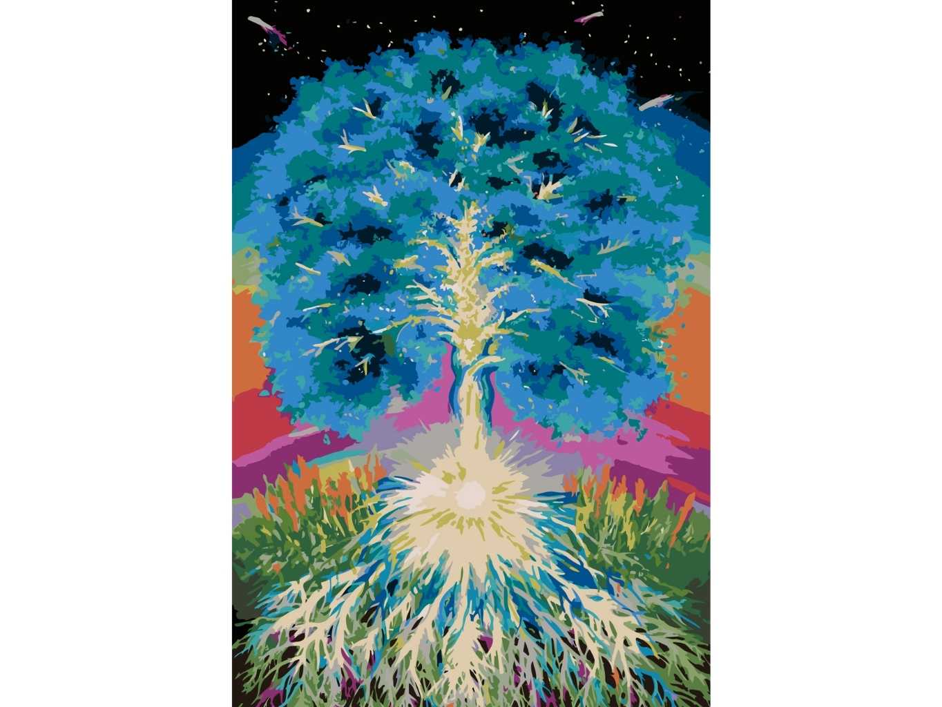 MALUJEŠ Malování podle čísel - HVĚZDNÝ STROM by LOUISE ART Rozměr: 60x80 cm, Rámování: bez rámu a bez vypnutí plátna