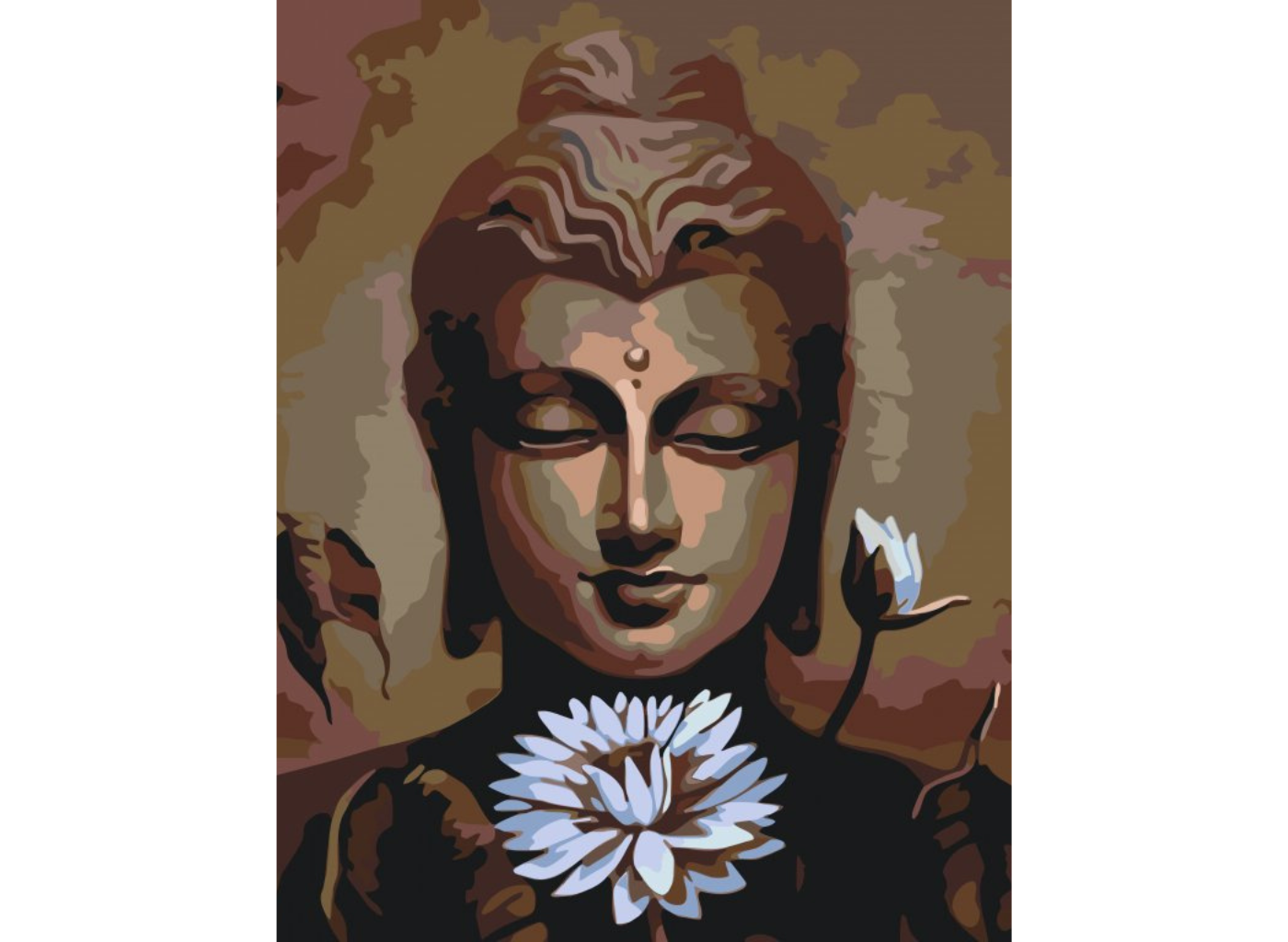 MALUJEŠ Malování podle čísel - BUDDHA S KVĚTINOU Rozměr: 80x100 cm, Rámování: vypnuté plátno na rám