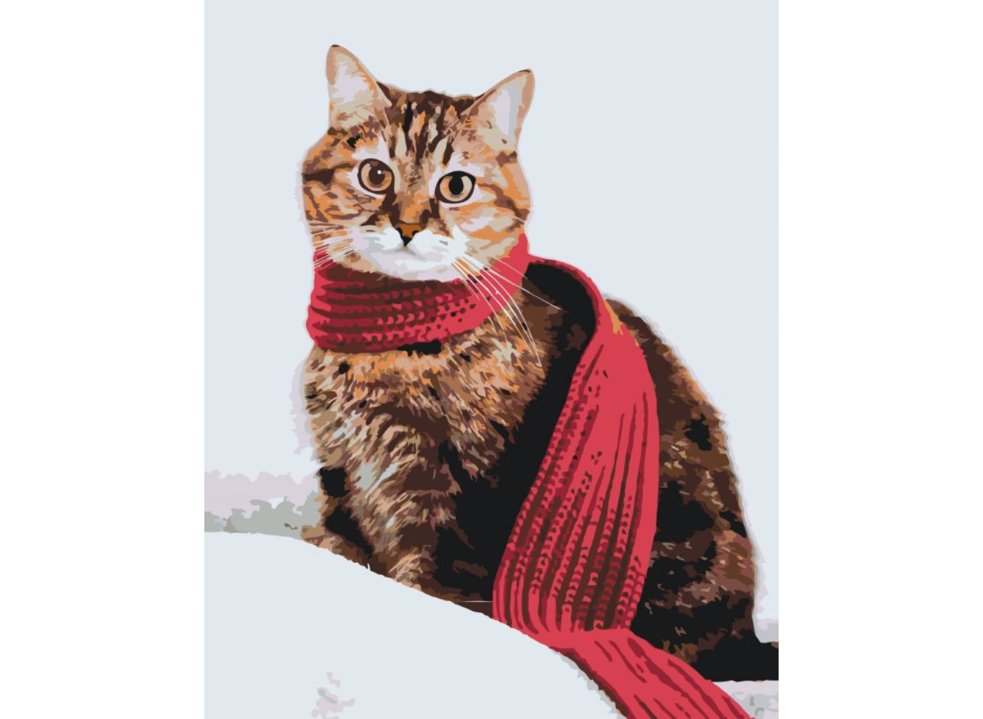 MALUJEŠ Malování podle čísel - KOČKA S ČERVENOU ŠÁLOU Rozměr: 80x100 cm, Rámování: vypnuté plátno na rám