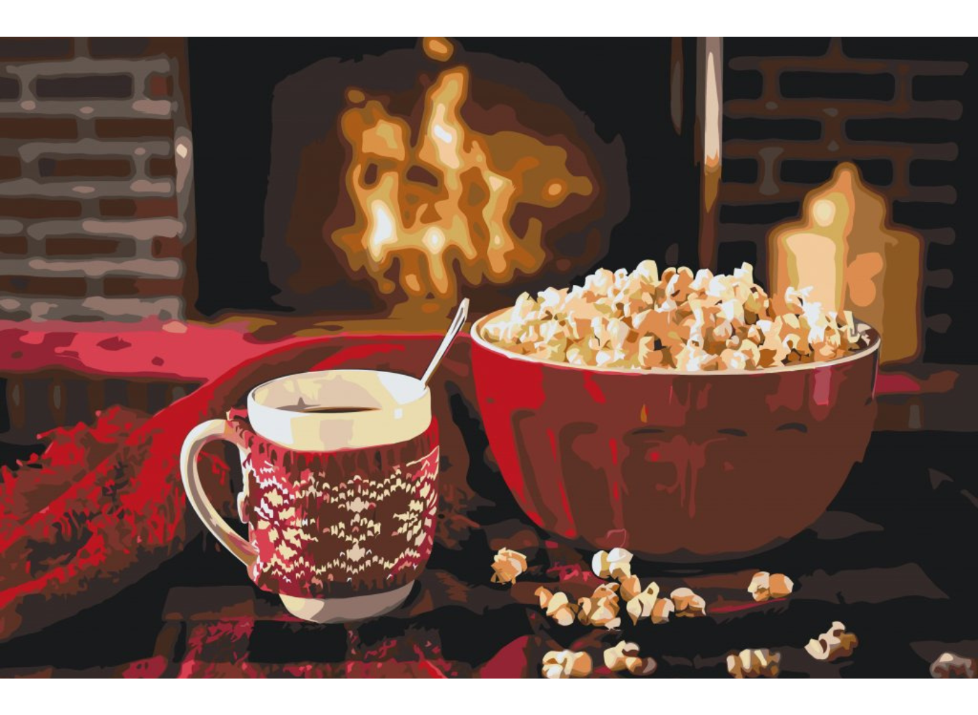 MALUJEŠ Malování podle čísel - POPCORN O VÁNOCÍCH Rozměr: 60x80 cm, Rámování: vypnuté plátno na rám