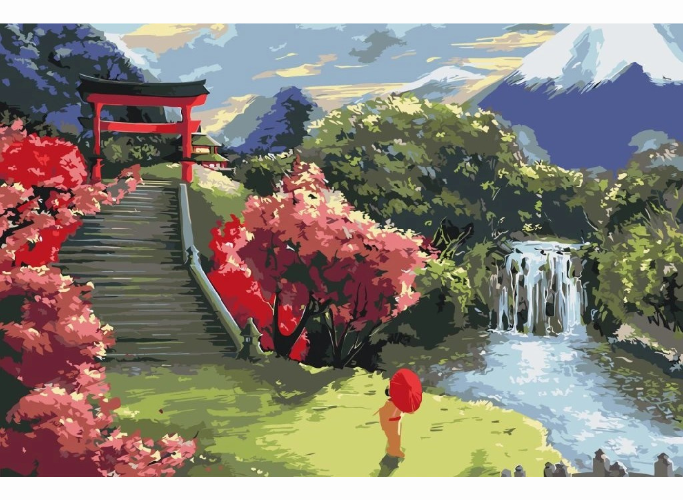 MALUJEŠ Malování podle čísel - JAPONSKÉ JARO Rozměr: 40 x 60 cm, Rámování: vypnuté plátno na rám