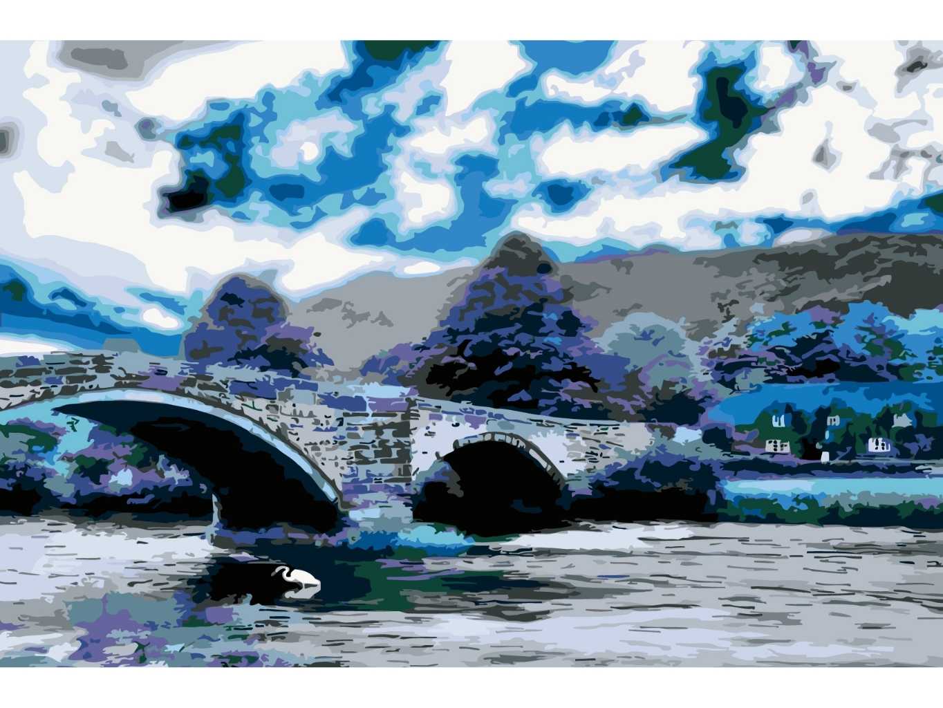 MALUJEŠ Malování podle čísel - MOST PŘES ŘEKU Rozměr: 80x120 cm, Rámování: vypnuté plátno na rám