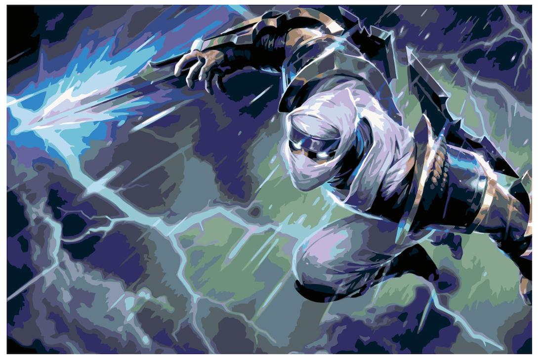 MALUJEŠ Malování podle čísel - NINJA V BOUŘI Rozměr: 40x60 cm, Rámování: bez rámu a bez vypnutí plátna