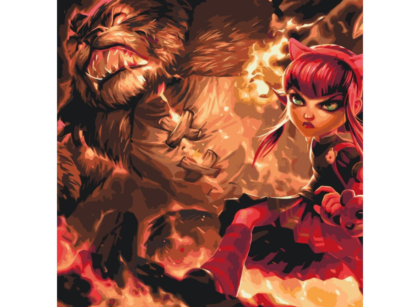 MALUJEŠ Malování podle čísel - ANNIE - LEAGUE OF LEGENDS Rozměr: 80x80 cm, Rámování: bez rámu a bez vypnutí plátna