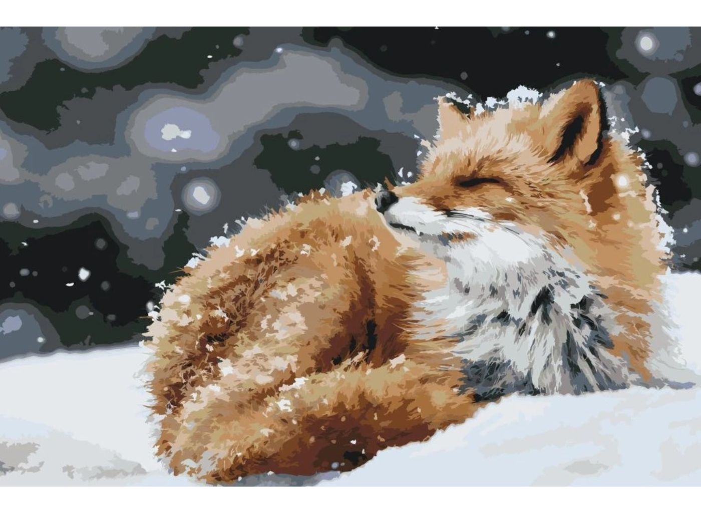 MALUJEŠ Malování podle čísel - LIŠKA VE SNĚHU Rozměr: 80 x 120 cm, Rámování: vypnuté plátno na rám