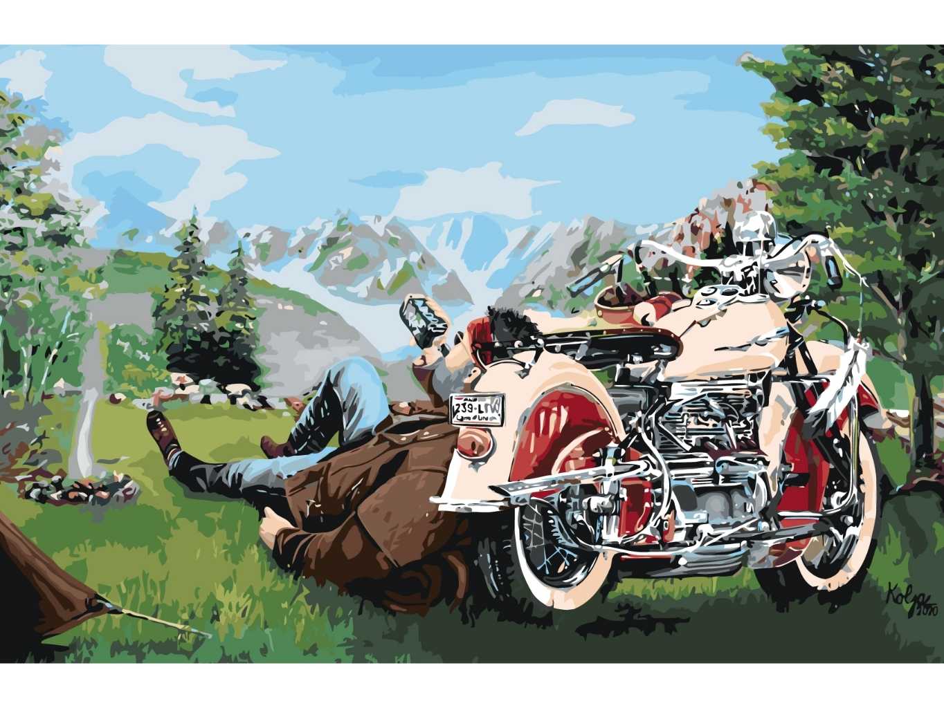 MALUJEŠ Malování podle čísel - KOLJA - ODPOČINEK Rozměr: 80x120 cm, Rámování: vypnuté plátno na rám
