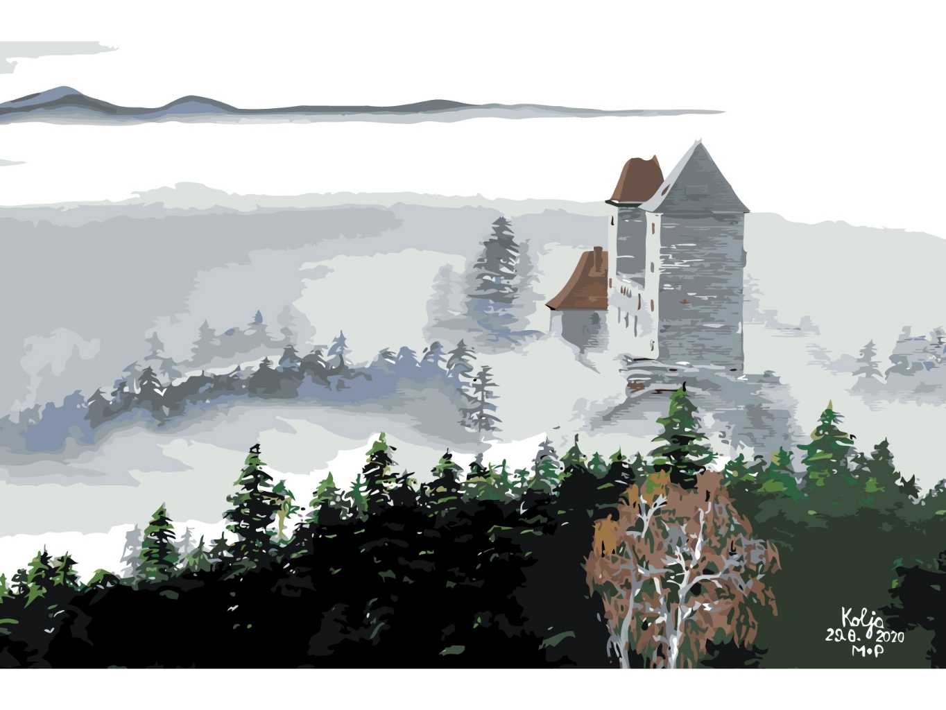 MALUJEŠ Malování podle čísel - KOLJA - HRAD KAŠPERK Rozměr: 80x120 cm, Rámování: vypnuté plátno na rám
