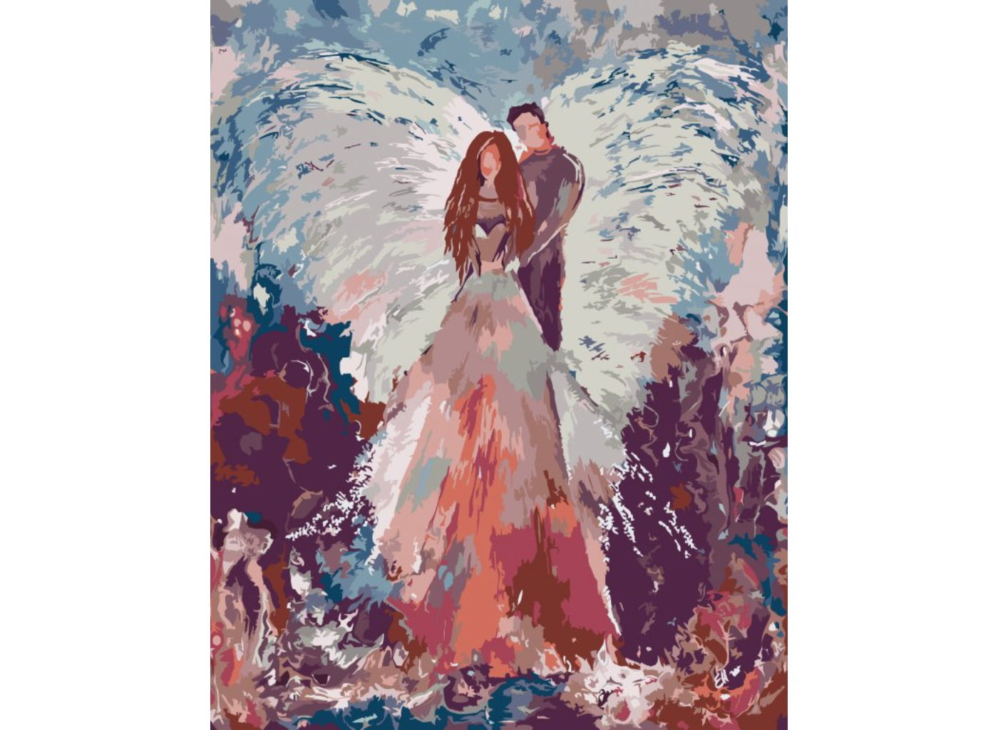 MALUJEŠ Malování podle čísel - ANDĚLÉ OD LENKY - ANGEL FOR COUPLES Rozměr: 30x40 cm, Rámování: vypnuté plátno na rám