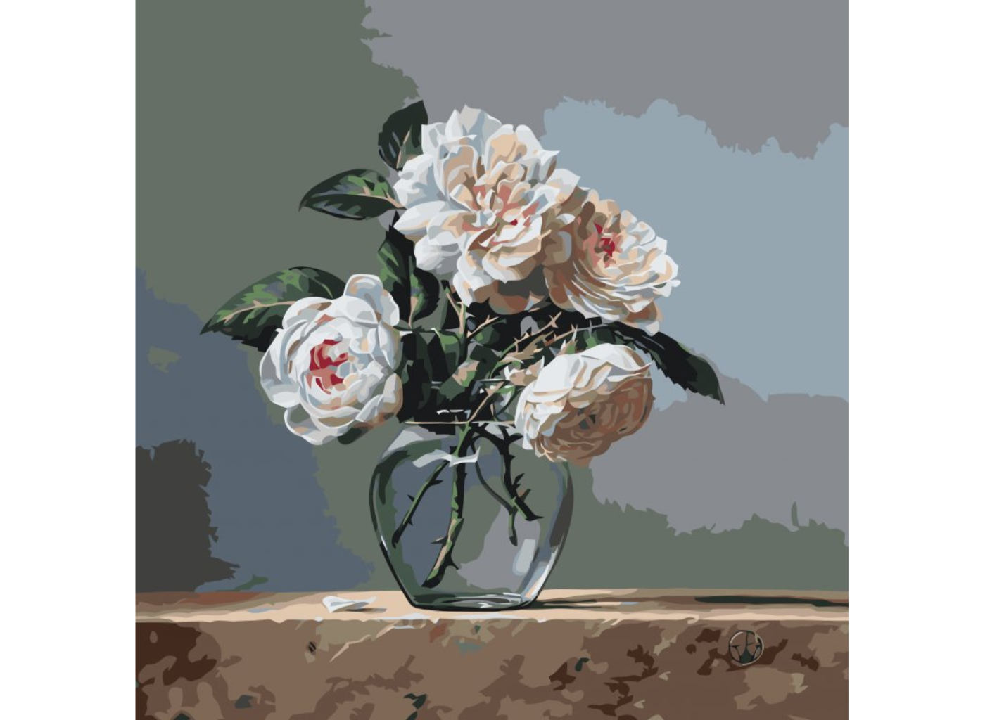 MALUJEŠ Malování podle čísel - PIETER WAGEMANS - DIVOKÁ RŮŽE Rozměr: 50x50 cm, Rámování: bez rámu a bez vypnutí plátna
