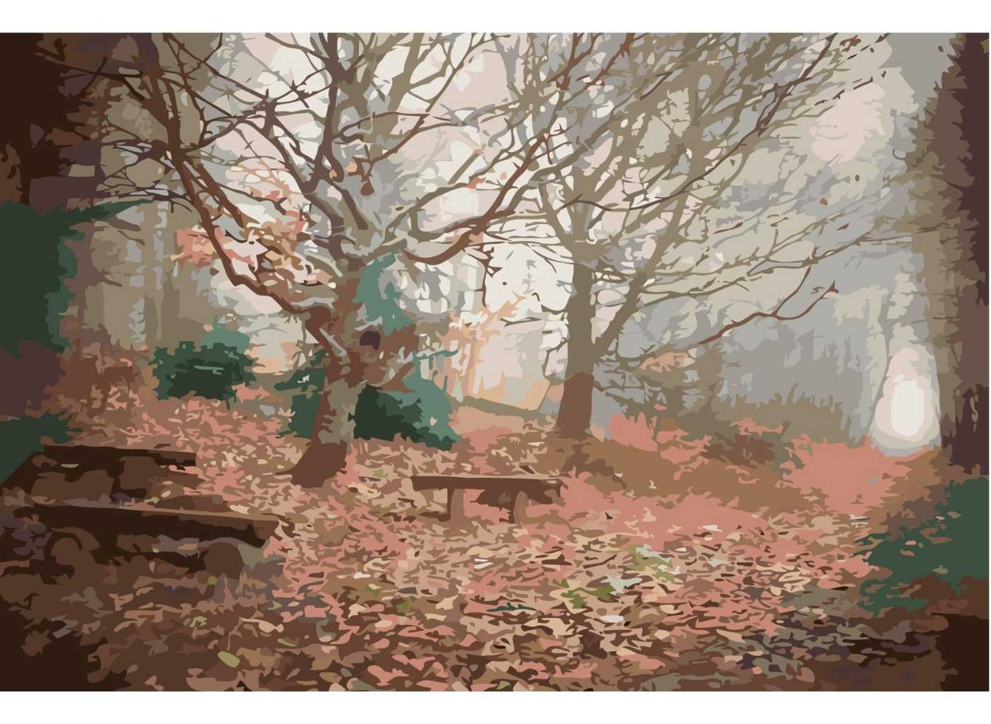 MALUJEŠ Malování podle čísel - LES NA PODZIM by LOUISE ART Rozměr: 40x60 cm, Rámování: bez rámu a bez vypnutí plátna