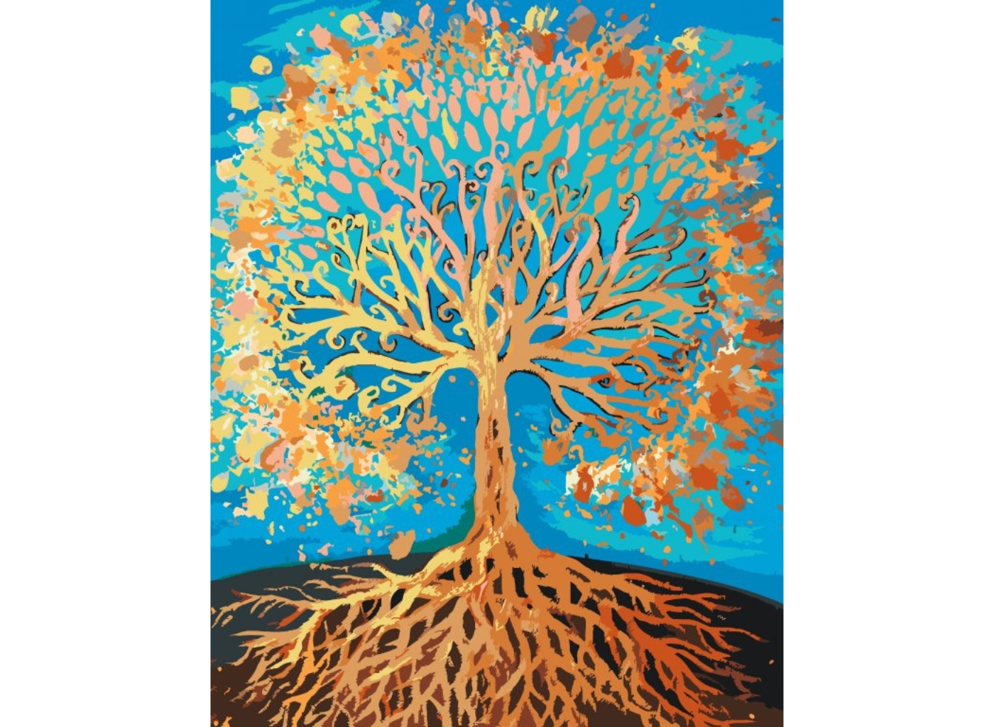 MALUJEŠ Malování podle čísel - STROM SLUNCE by LOUISE ART Rozměr: 40x50 cm, Rámování: vypnuté plátno na rám