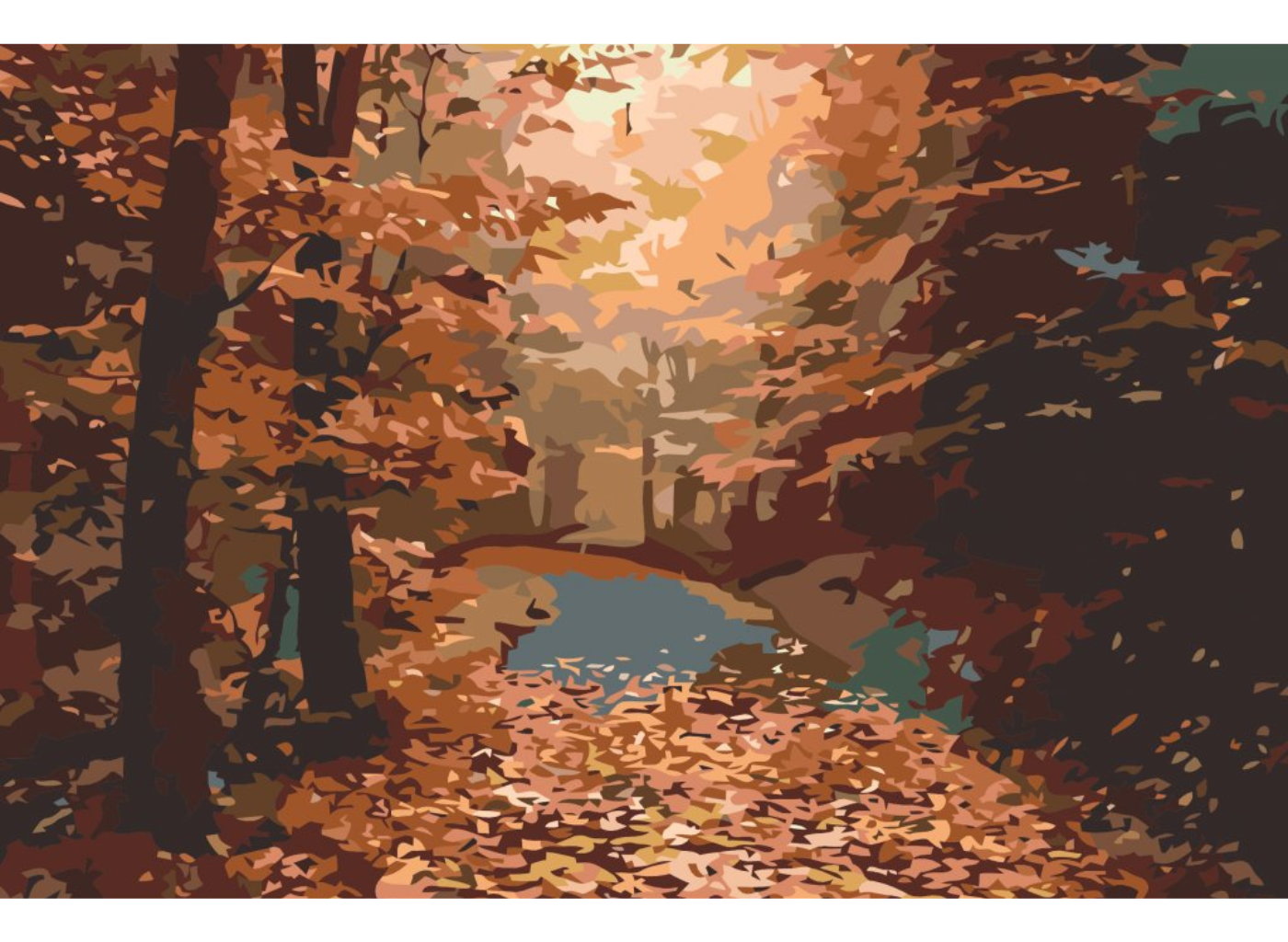 MALUJEŠ Malování podle čísel - CESTA PODZIMNÍM LESEM by LOUISE ART Rozměr: 80x120 cm, Rámování: bez rámu a bez vypnutí plátna