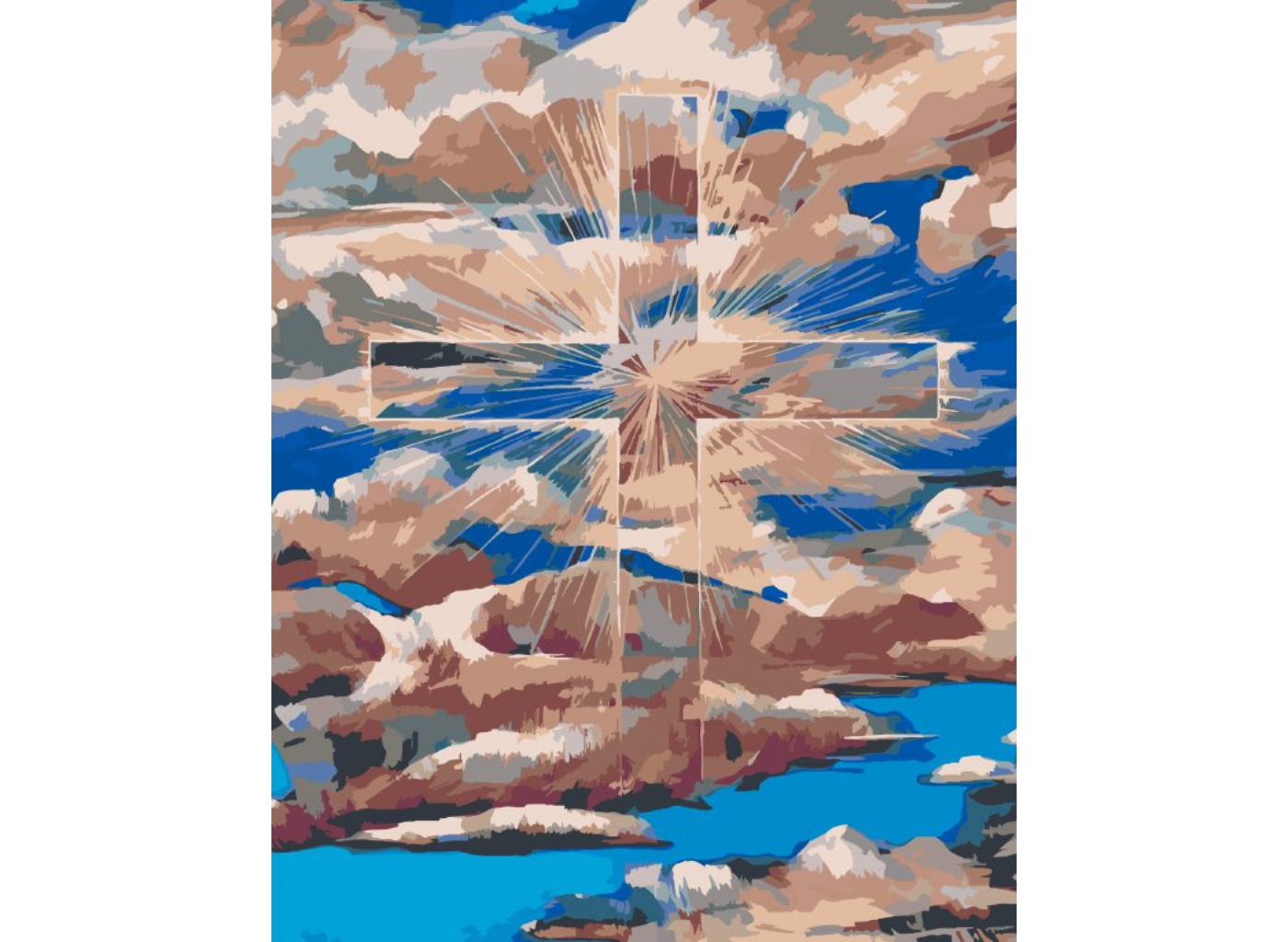 MALUJEŠ Malování podle čísel - OBRAZY OD JANY - KŘÍŽ V OBLACÍCH Rozměr: 80x100 cm, Rámování: bez rámu a bez vypnutí plátna