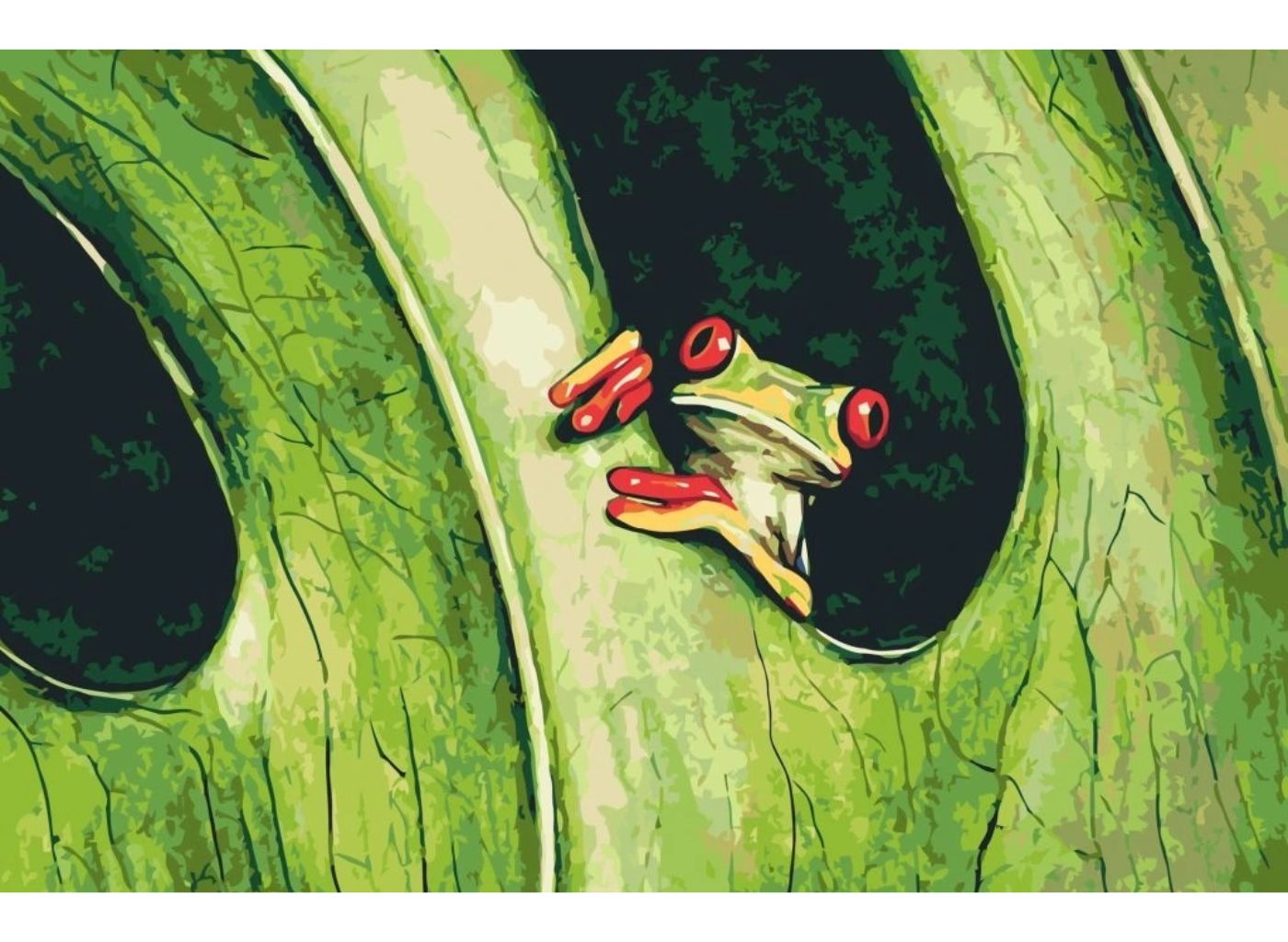 MALUJEŠ Malování podle čísel - ZELENÁ ŽABIČKA by LOUISE ART Rozměr: 40 x 60 cm, Rámování: vypnuté plátno na rám