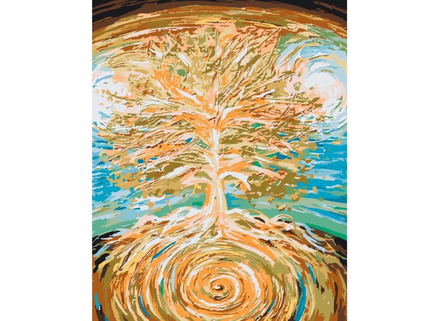 MALUJEŠ Malování podle čísel - STROM KOLOBĚHU ŽIVOTA by LOUISE ART Rozměr: 60x80 cm, Rámování: vypnuté plátno na rám