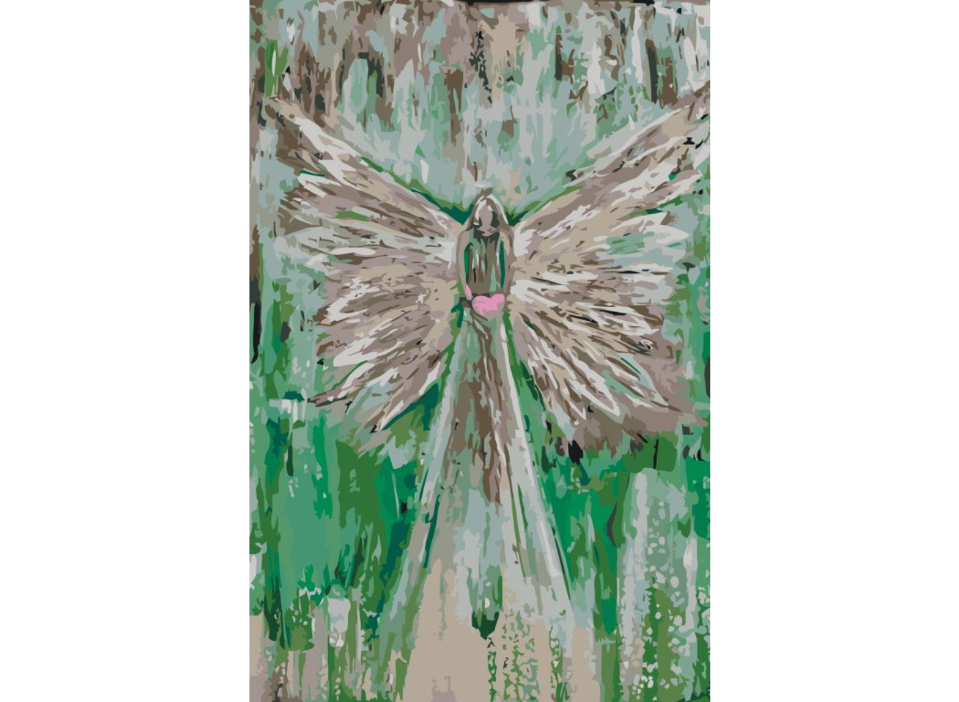 MALUJEŠ Malování podle čísel - ANDĚLÉ OD LENKY - LOVE ANGEL GREEN Rozměr: 60x80 cm, Rámování: bez rámu a bez vypnutí plátna