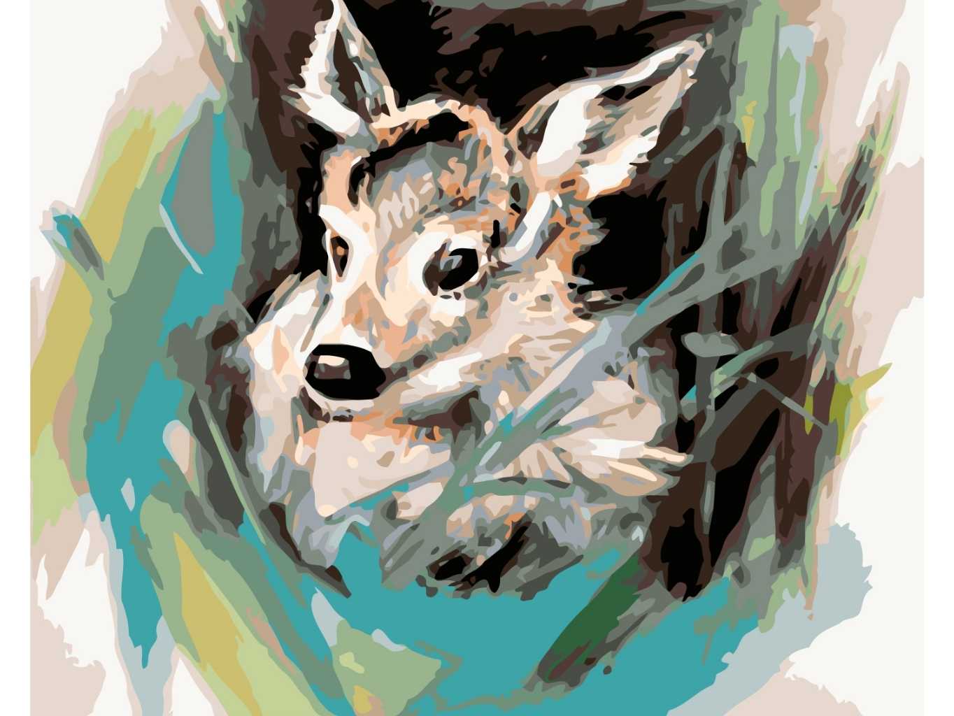 MALUJEŠ Malování podle čísel - OBRAZY OD MARIANNE - SRNČE V TRÁVĚ Rozměr: 80x100 cm, Rámování: vypnuté plátno na rám
