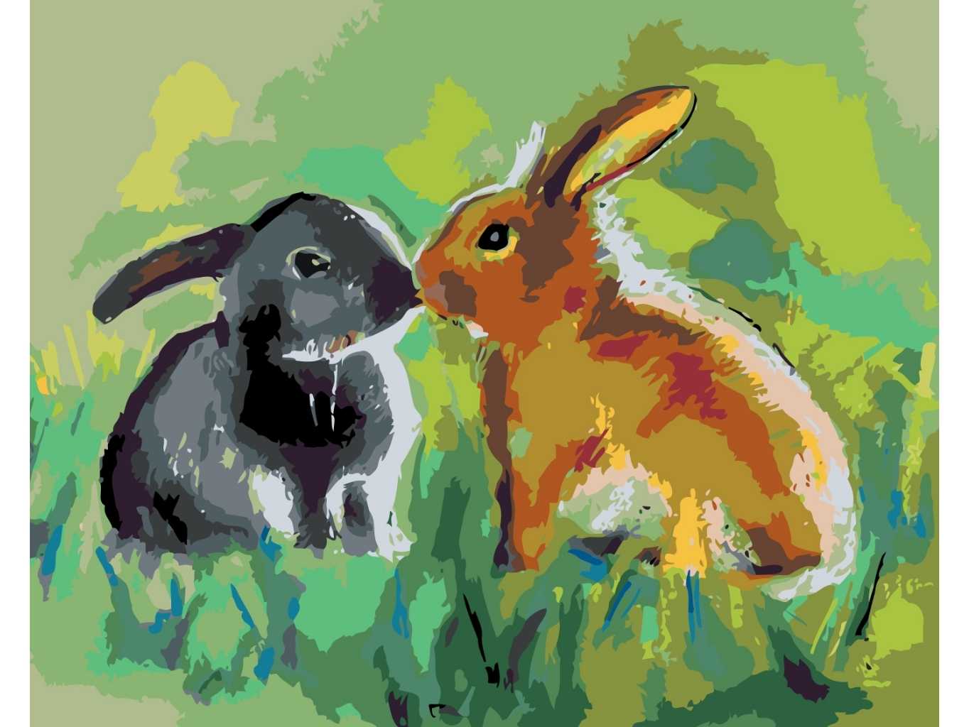 MALUJEŠ Malování podle čísel - OBRAZY OD MARIANNE - KRÁLÍČCI Rozměr: 80x100 cm, Rámování: bez rámu a bez vypnutí plátna