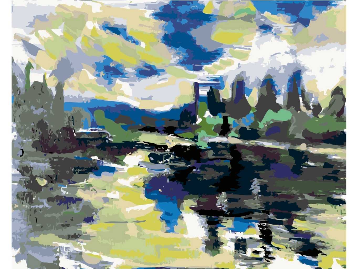 MALUJEŠ Malování podle čísel - OBRAZY OD MARIANNE - KRAJINA U ŘEKY Rozměr: 40x50 cm, Rámování: bez rámu a bez vypnutí plátna